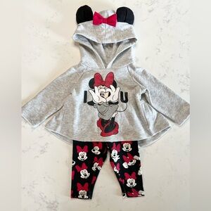 Disney Minnie Mouse Peplum Hoodie with Minnie Ears and Leggings, 0-3 months